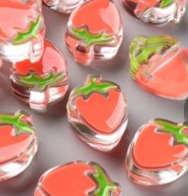 Chunky Transparent Strawberry Bead (25.5x19mm)