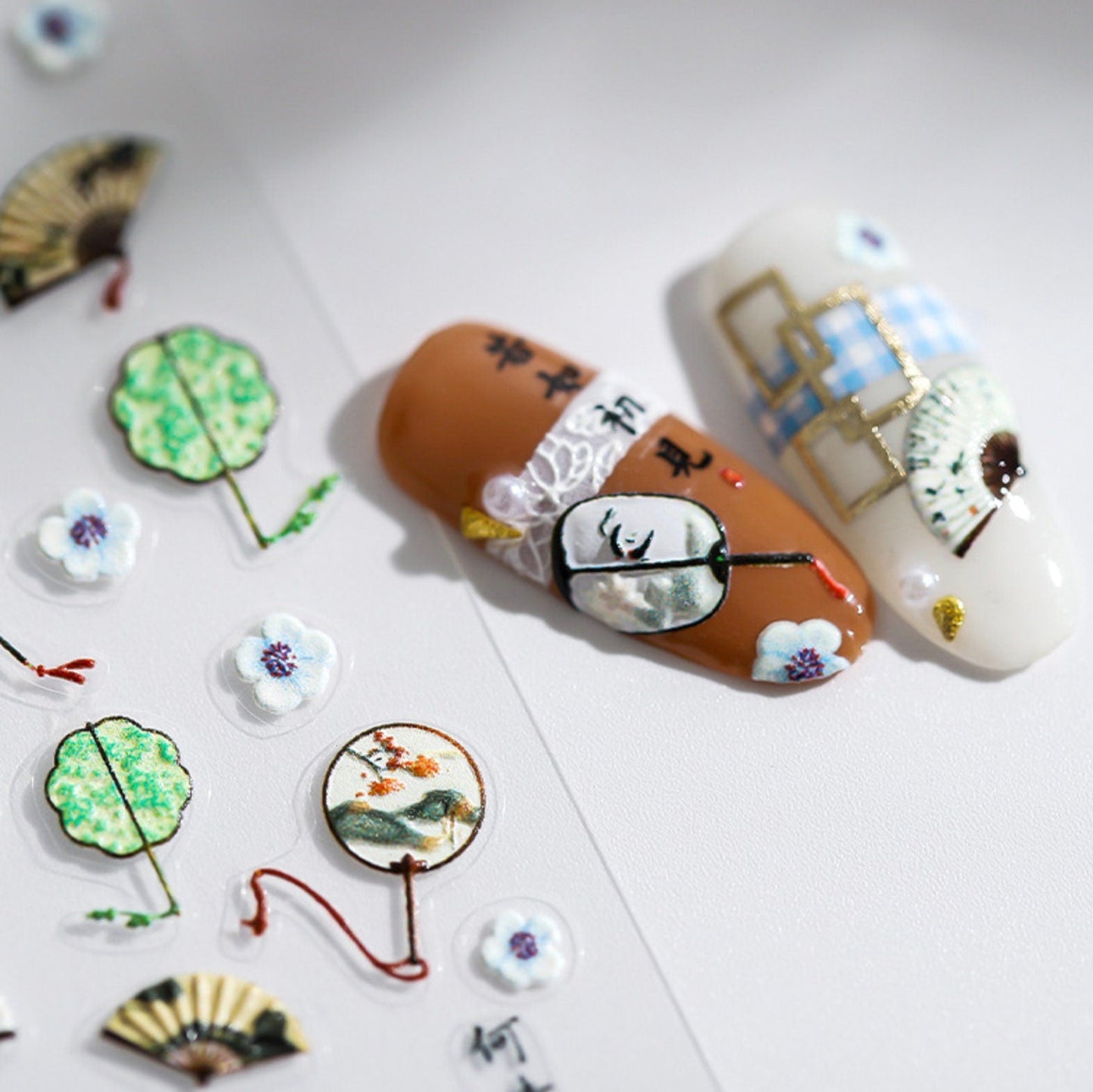 Tuanshan Chinese Fans, Chinese Culture Themed  Nail Art Stickers (MN-134)