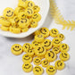 VERTICAL HOLE Yellow Flat Round Smiley Face Beads (Multiple Sizes)