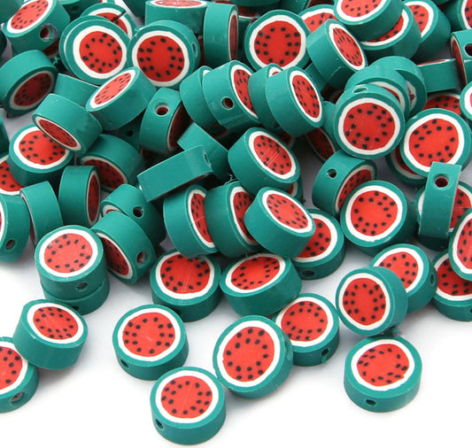 10MM Watermelon Fruit Themed Polymer Clay Beads