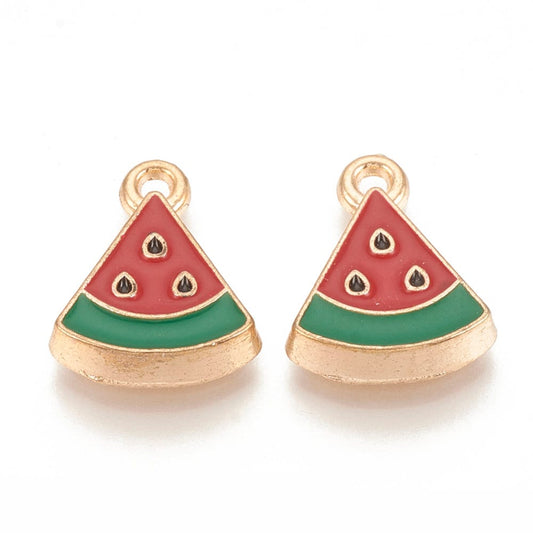 Watermelon Slice Enamel Charm (15mm x 12mm x 3mm)