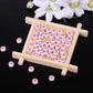 7MM White Flat Round Acrylic with Hashtag, Pound Sign Symbol Beads
