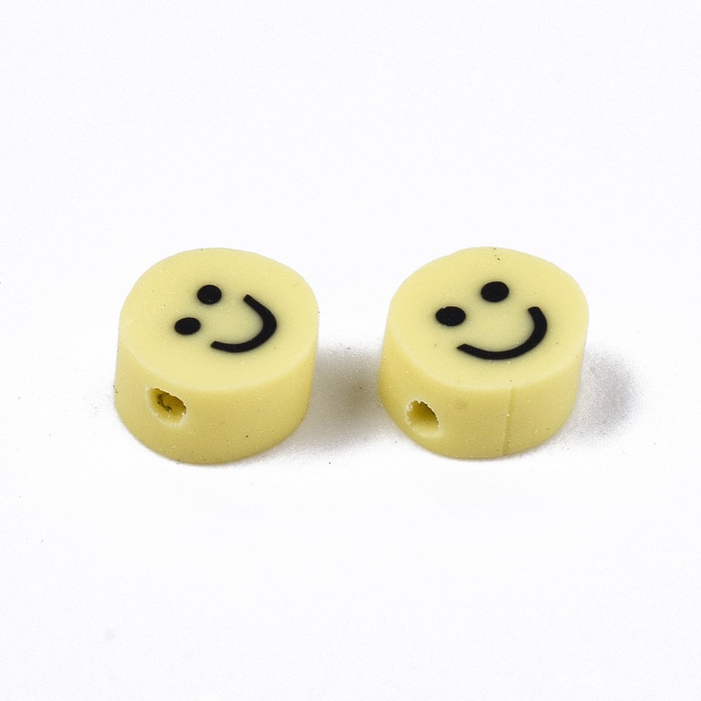 5MM/9MM Yellow Smiley Face Themed Polymer Clay Beads
