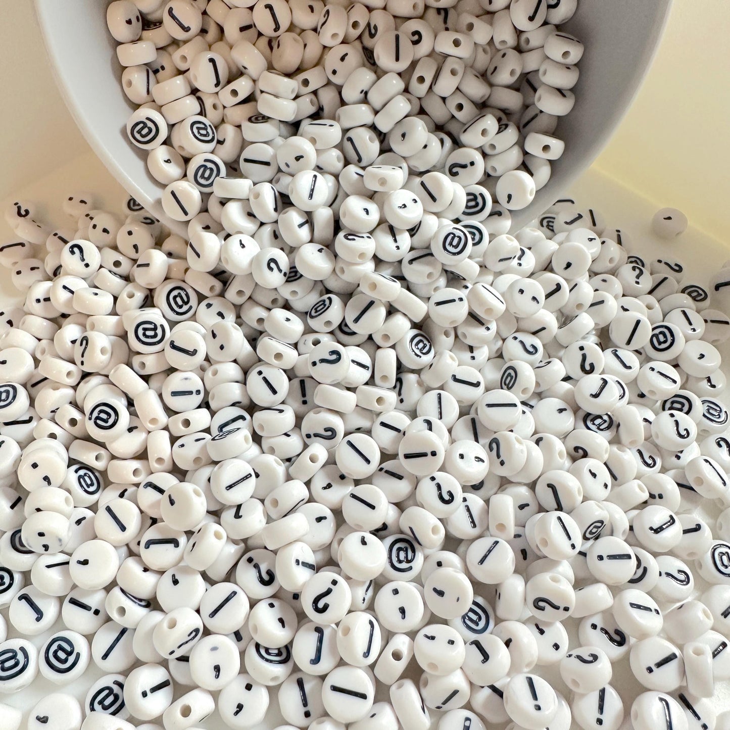 BULK Symbol Pack #2, Uncommon Punctuation Mark Acrylic Beads (!,@?;) 4mmx7mm)