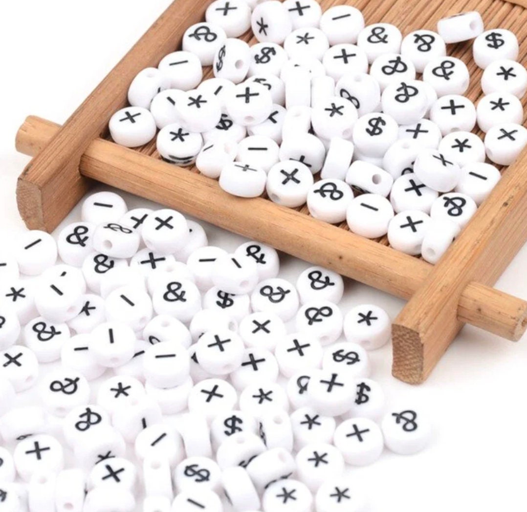 BULK Symbol Pack #1 Ampersand Asterisk, Plus, Minus, Dollar Sign Acrylic Beads