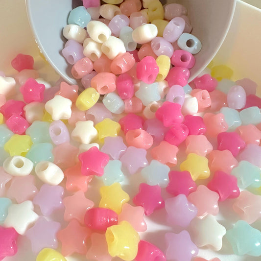 BULK 14MM Pastel Jelly Puffy Star Acrylic Spacer Beads