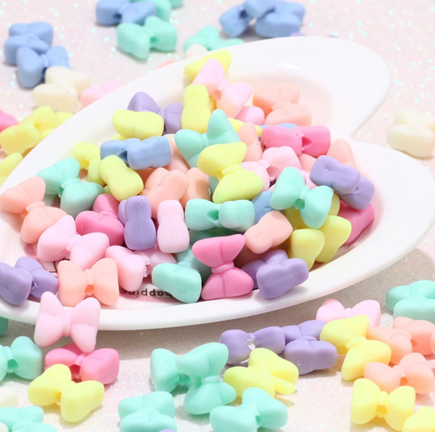 BULK 19MM Matte Pastel Bow Acrylic Spacer Beads