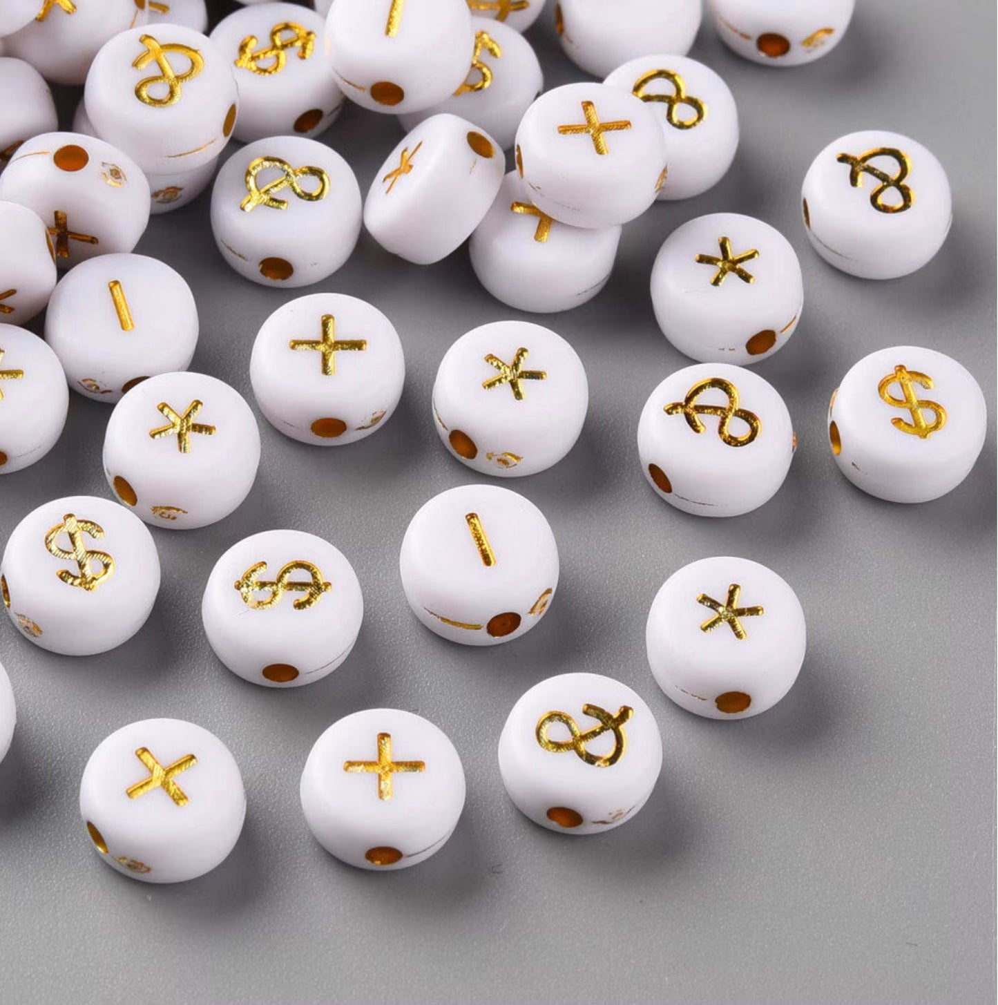 BULK Symbol Pack #1 GOLD Ampersand Asterisk, Minus, Dollar Sign Acrylic Beads