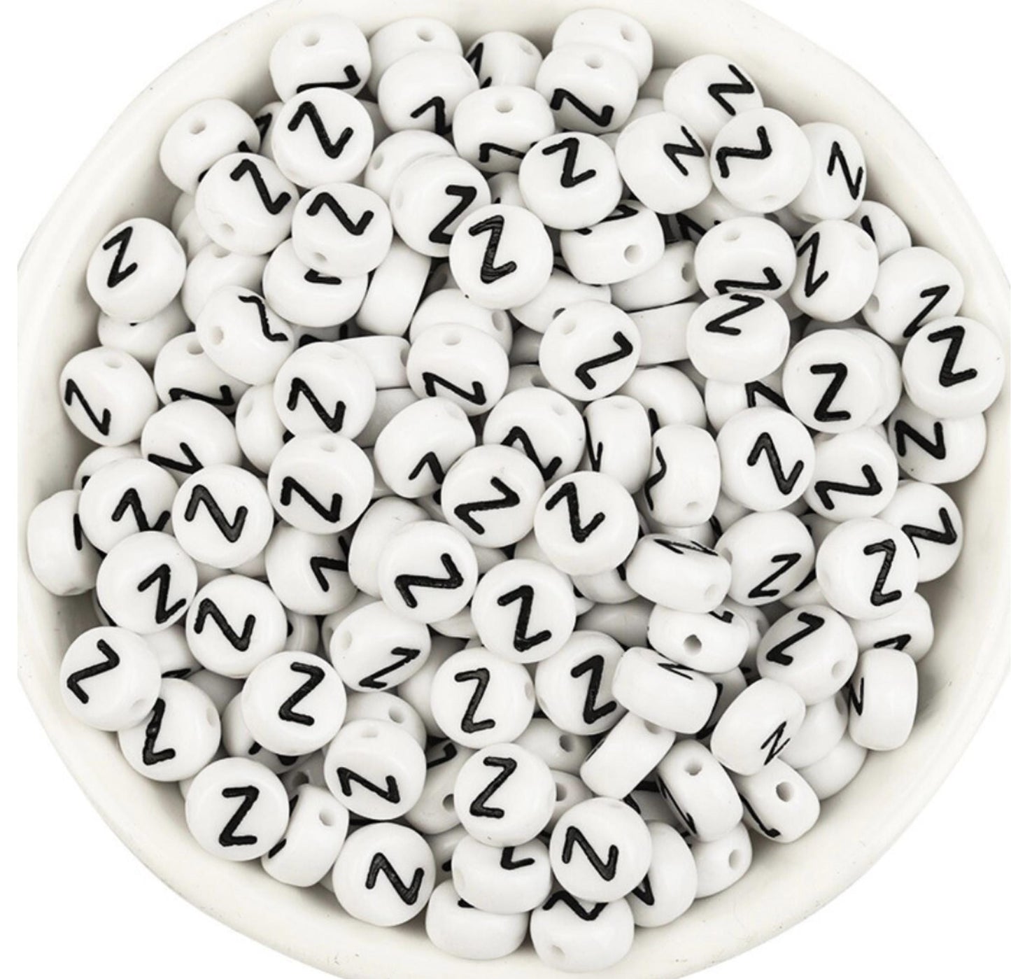 BULK BLACK Letter A-Z Alphabet Individual Beads (7MM)