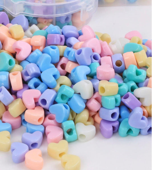 BULK 12MM Pastel Acrylic Heart Spacer Beads