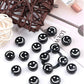 BULK Black Flat Round Acrylic with White Smiley Face Beads (4mm x 7mm)