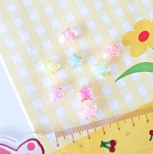 BULK 11MM Cute Acrylic Rainbow Star Beads (Mixed Colors)