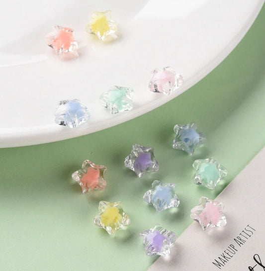 BULK 12MM AB Transparent Acrylic Star Beads