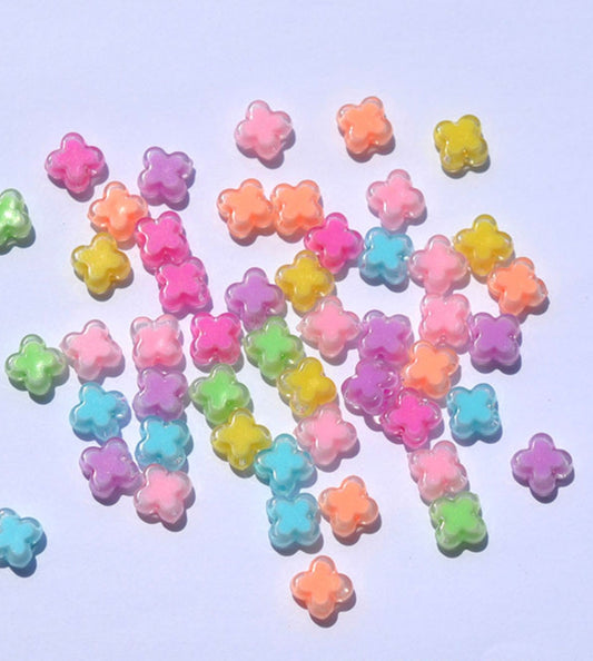 BULK 8MM Bright Colored Four Leaf Clover Acrylic Spacer Beads