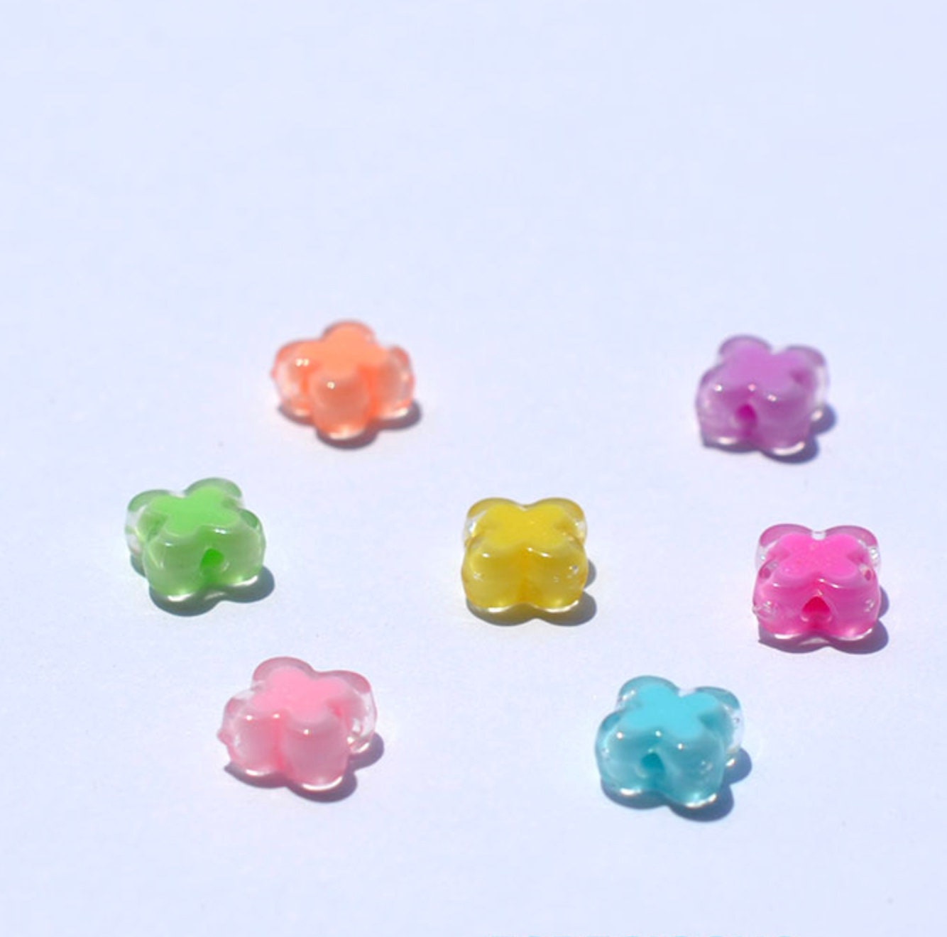 BULK 8MM Bright Colored Four Leaf Clover Acrylic Spacer Beads