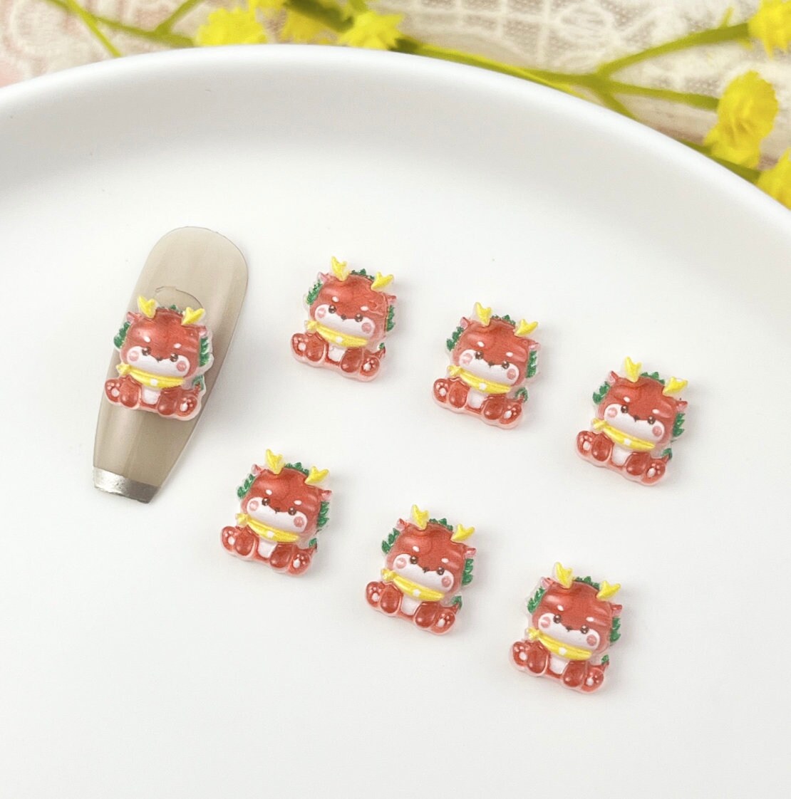 10MM x 10MM Colorful Dragons 3D Nail Art Charms, Mini Cabochon