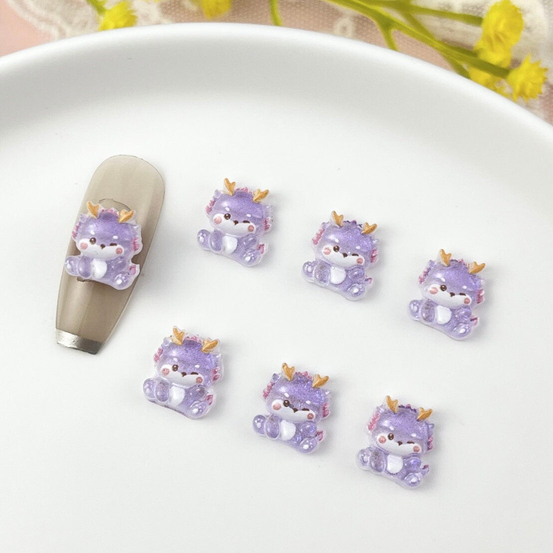 10MM x 10MM Colorful Dragons 3D Nail Art Charms, Mini Cabochon