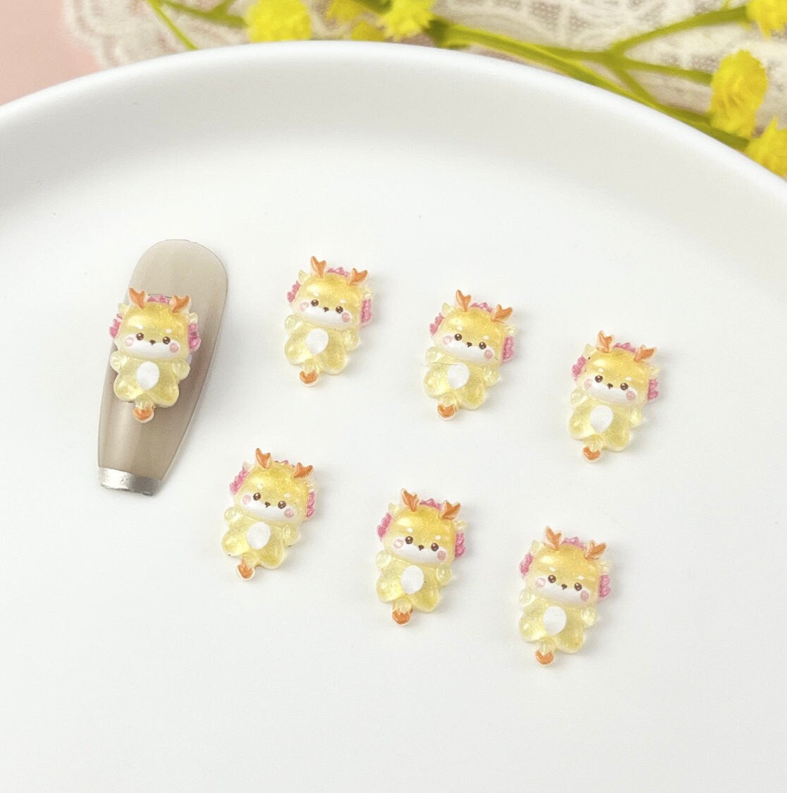 10MM x 10MM Colorful Dragons 3D Nail Art Charms, Mini Cabochon