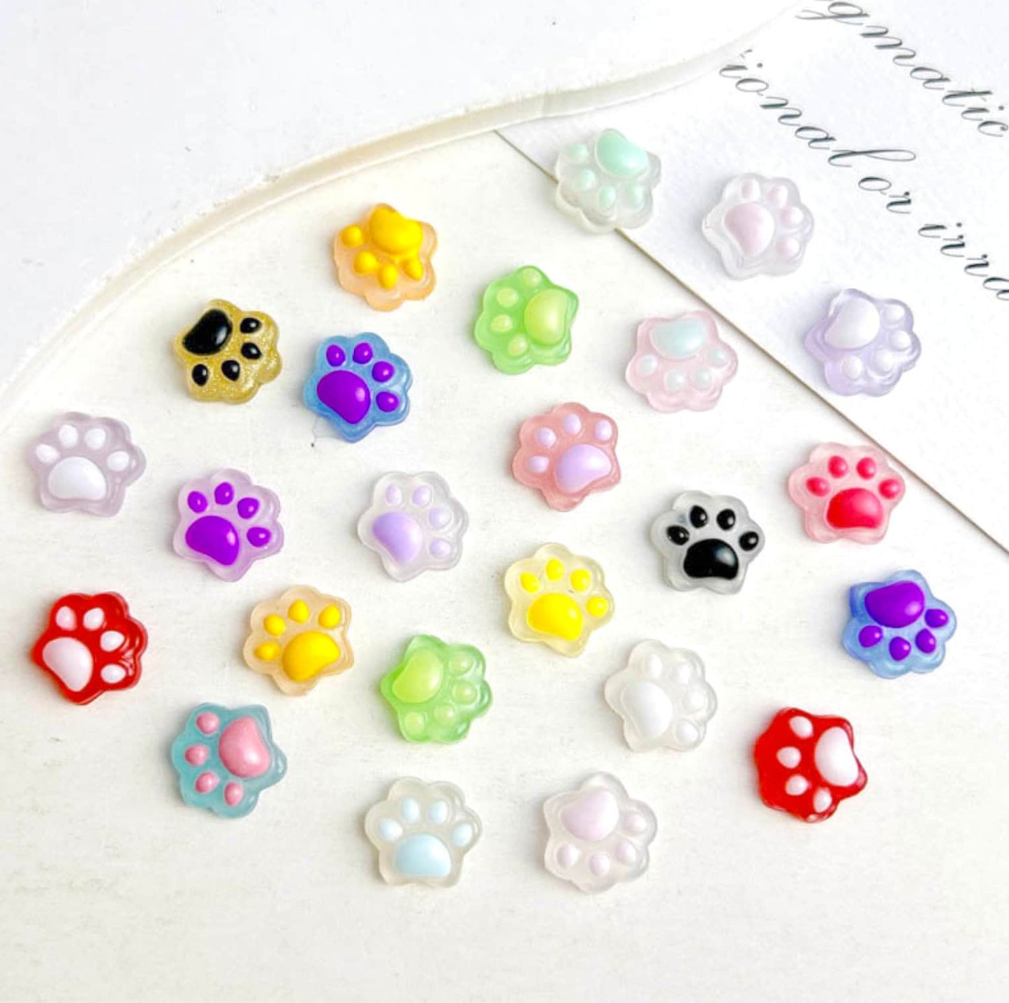 10MM x 9MM Color Changing Animal Paw 3D Nail Art Charms, Mini Cabochon