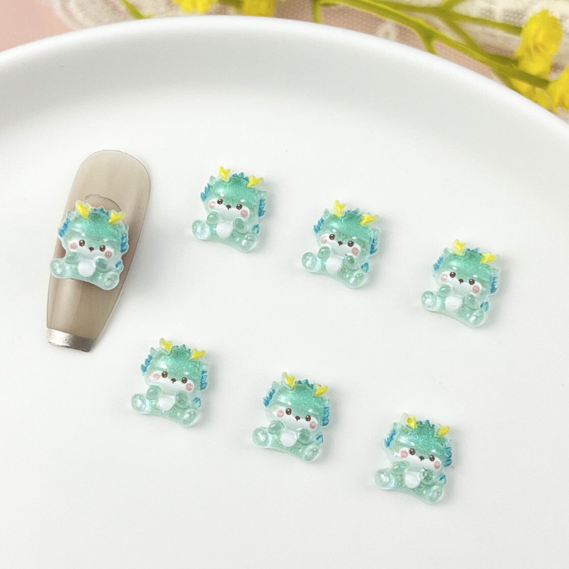 10MM x 10MM Colorful Dragons 3D Nail Art Charms, Mini Cabochon