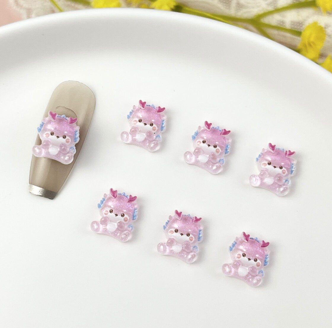 10MM x 10MM Colorful Dragons 3D Nail Art Charms, Mini Cabochon