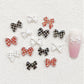 11MM Checkered Ribbon Bows Themed 3D Nail Art Charms, Mini Cabochon