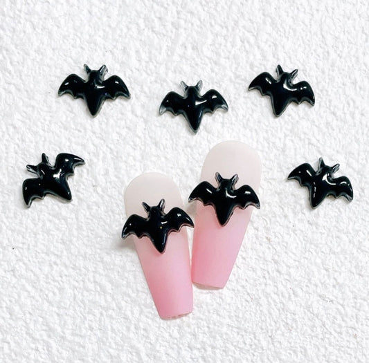 11MM x 8MM Black Bat 3D Nail Art Charms, Mini Cabochon