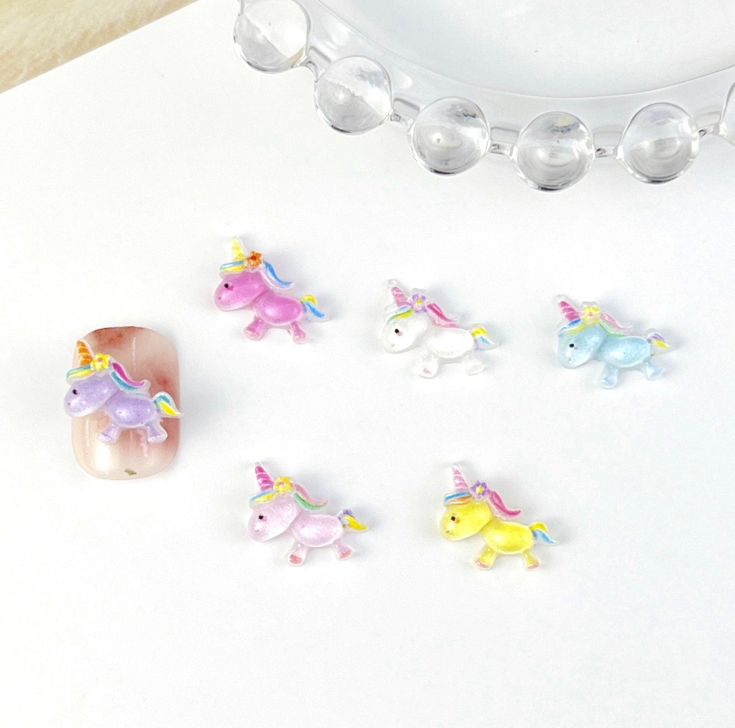 11MM x 12MM Glow-in-Dark Cute Unicorns, 3D Nail Art Charms, Mini Cabochon