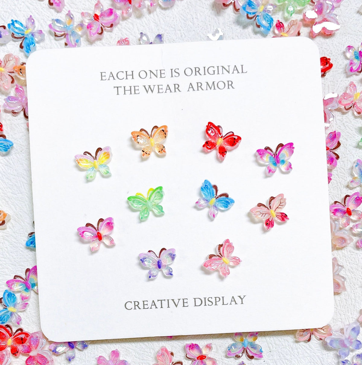11MM x 8MM Mix Color Gradient Butterflies, Insect Nail Art Charms, Mini Cabochon