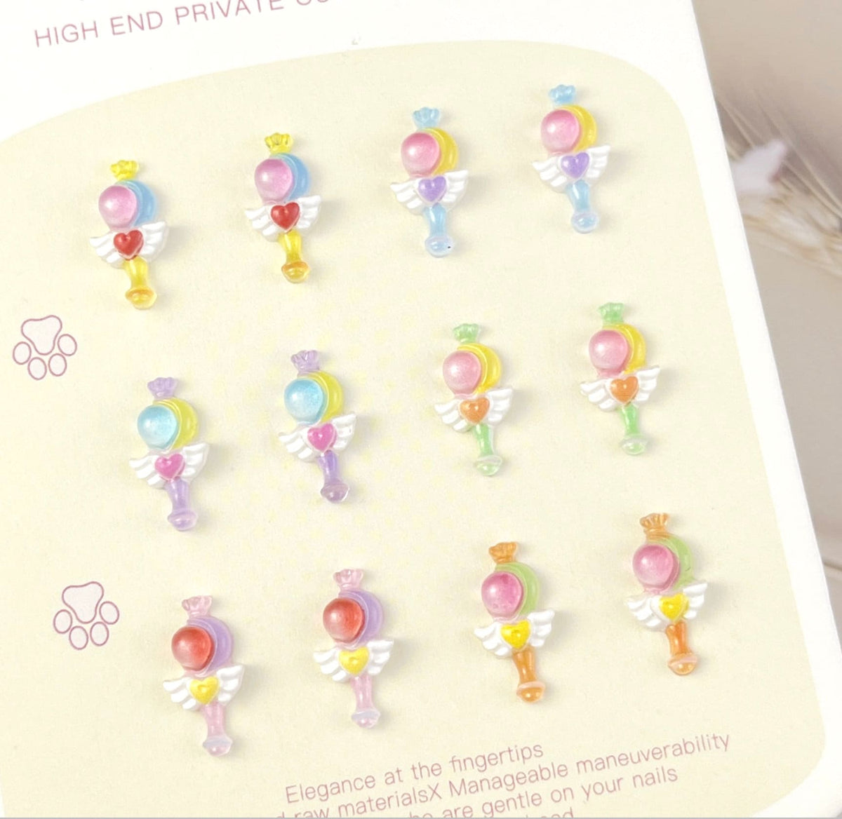 14MM x 7MM Heart Wands,  3D Nail Art Charms, Mini Cabochon