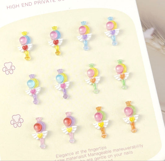 14MM x 7MM Heart Wands,  3D Nail Art Charms, Mini Cabochon