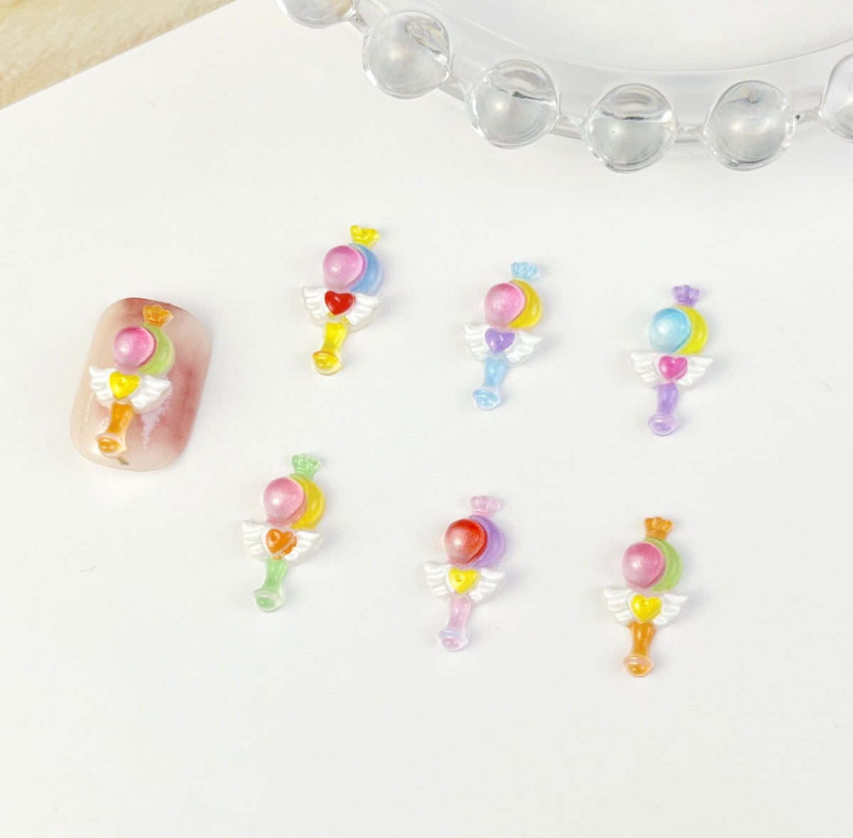 14MM x 7MM Heart Wands,  3D Nail Art Charms, Mini Cabochon