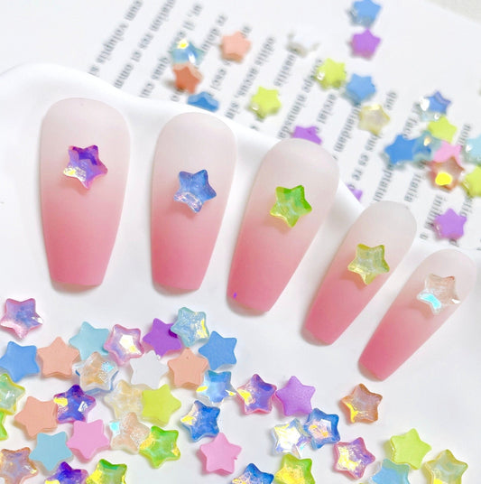 6MM Pastel Jelly Star Rhinestone, 3D Nail Art Charms, Mini Cabochon