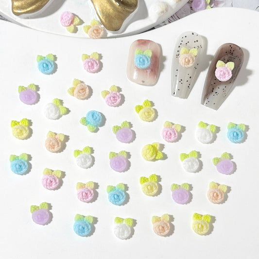 7MM x 6MM  Rose Flower, 3D Nail Art Charms, Mini Cabochon