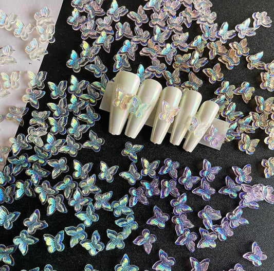 AB Butterfly 3D Nail Art Charms, Mini Cabochon (10mm x 10mm)