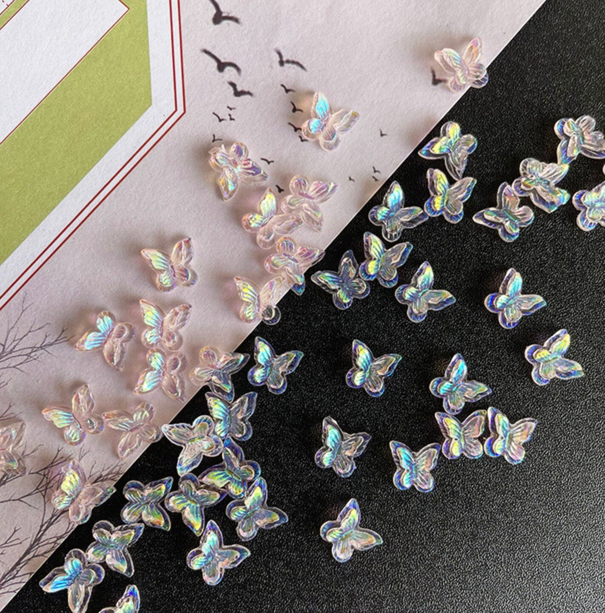AB Butterfly 3D Nail Art Charms, Mini Cabochon (10mm x 10mm)