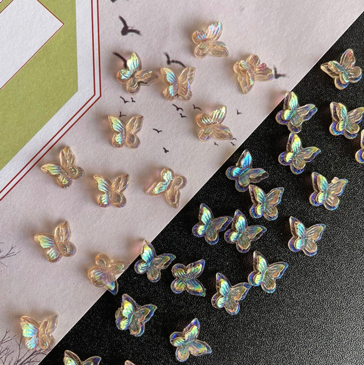 AB Butterfly 3D Nail Art Charms, Mini Cabochon (10mm x 10mm)
