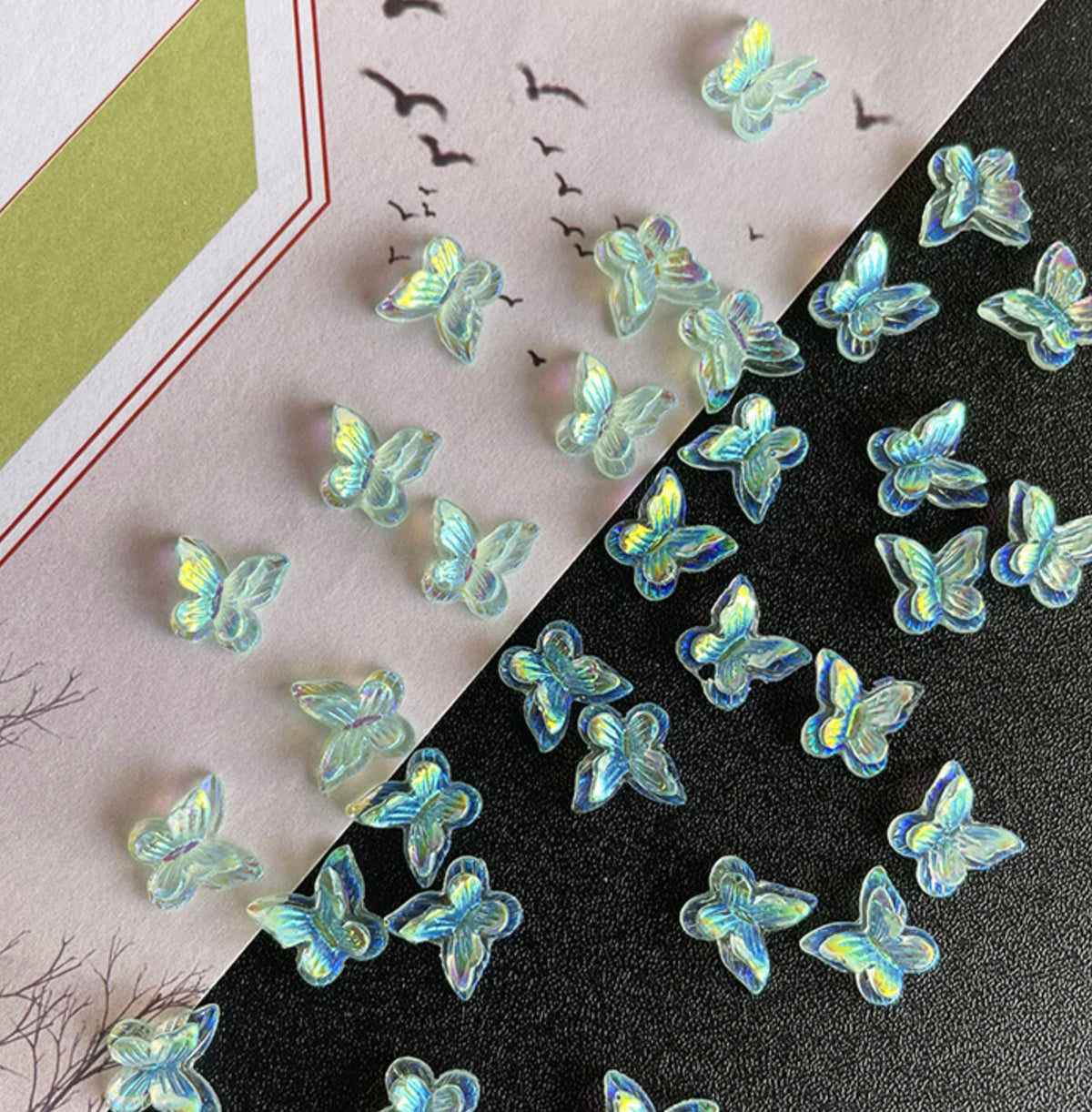 AB Butterfly 3D Nail Art Charms, Mini Cabochon (10mm x 10mm)