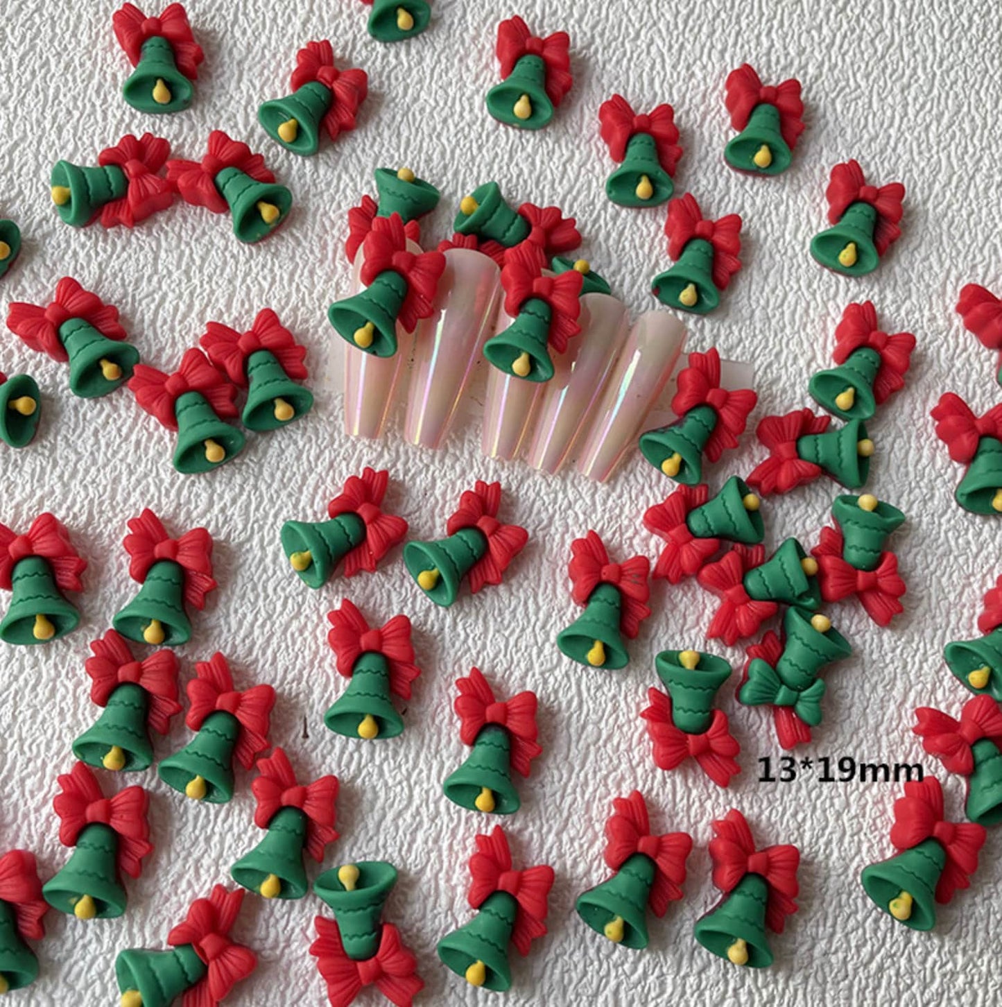 Christmas Nail Art Charms, Mini Cabochon (santa, tree, glove, bell, reindeer)