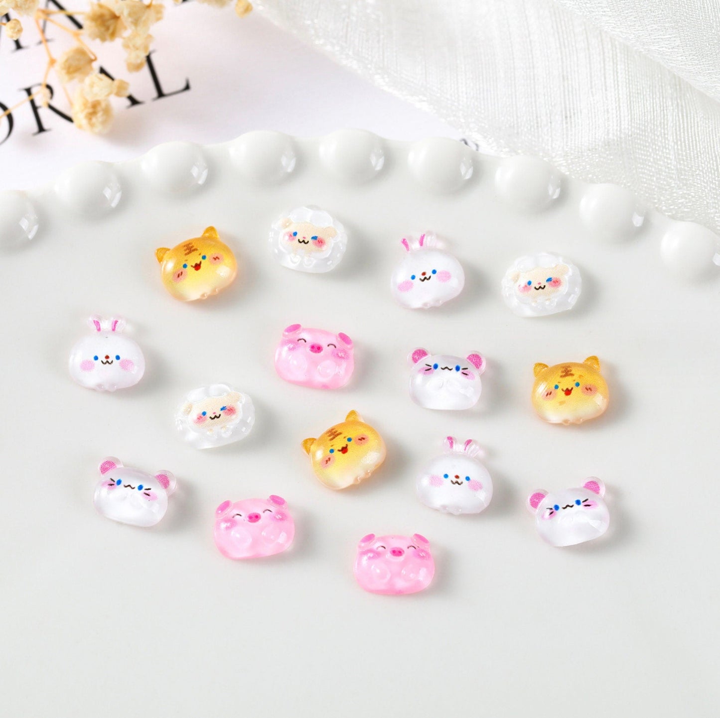 Chubby Bubble Animal Nail Art Charms, Mini Cabochon