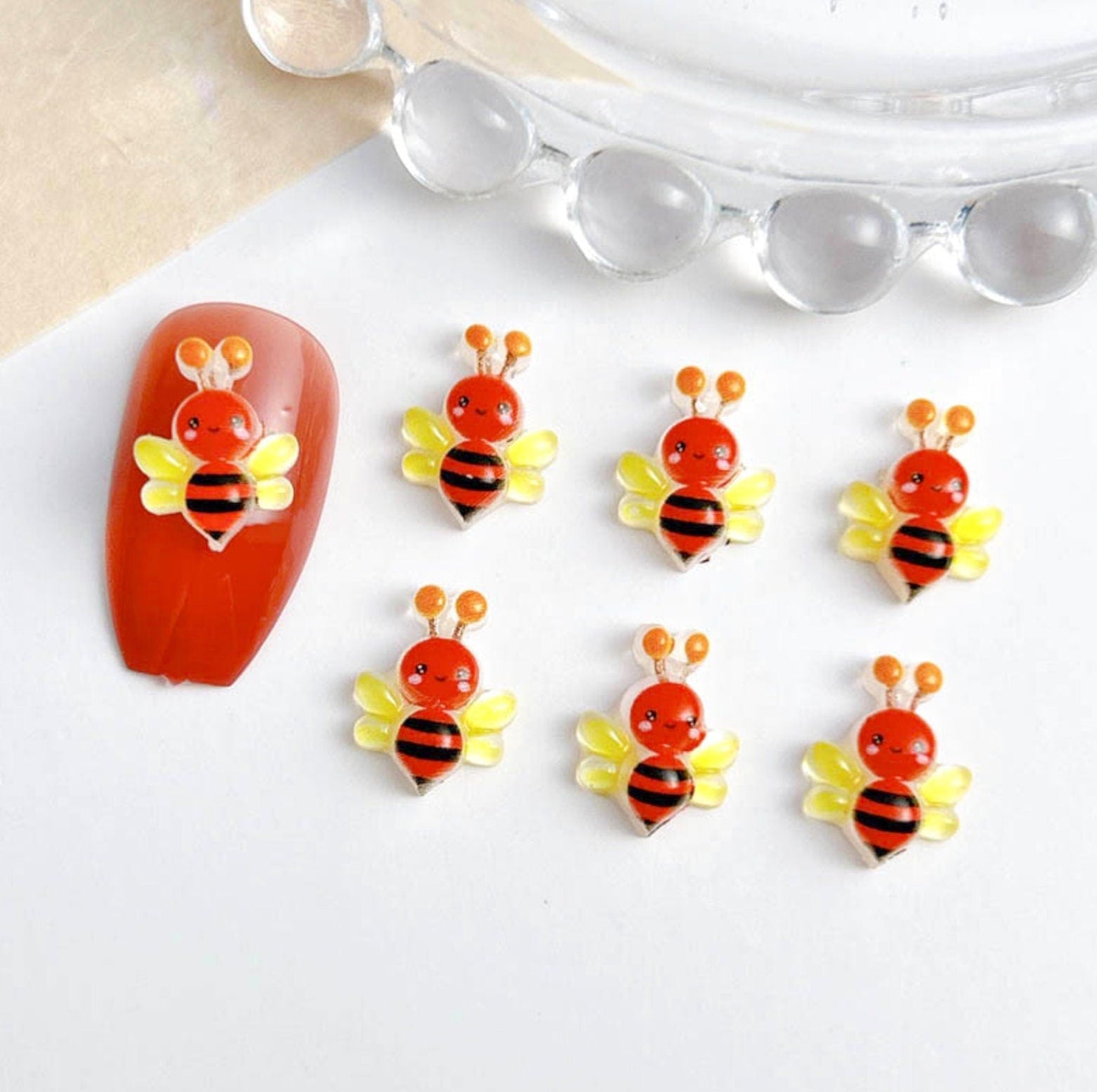 Colorful Mix of Cute Bees, Animal Themed  3D Nail Art Charms, Mini Cabochon