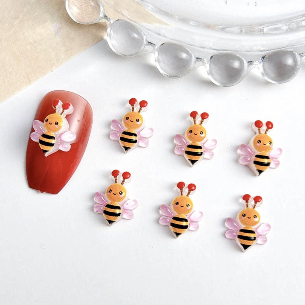 Colorful Mix of Cute Bees, Animal Themed  3D Nail Art Charms, Mini Cabochon