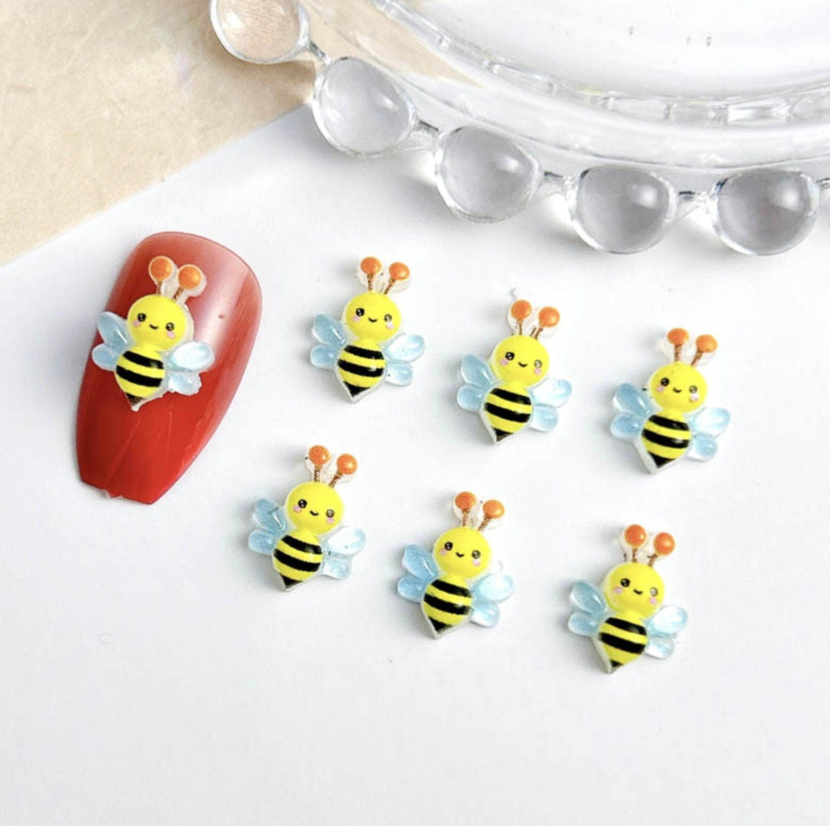 Colorful Mix of Cute Bees, Animal Themed  3D Nail Art Charms, Mini Cabochon
