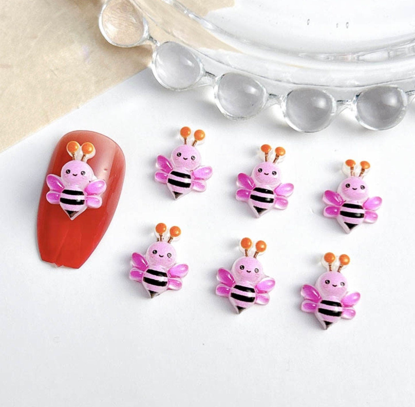 Colorful Mix of Cute Bees, Animal Themed  3D Nail Art Charms, Mini Cabochon