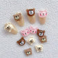 Cute Bear and Cat, Animal Themed 3D Nail Art Charms, Mini Cabochon