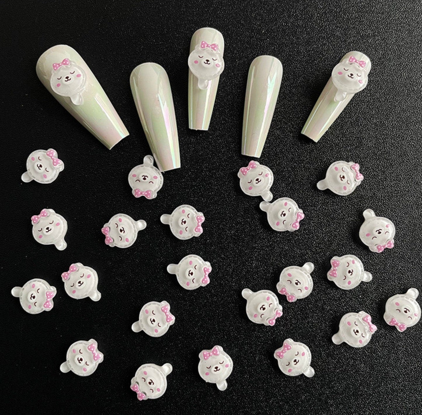 Cute Bear Lollipop Themed Nail Art Charms, Mini Cabochon