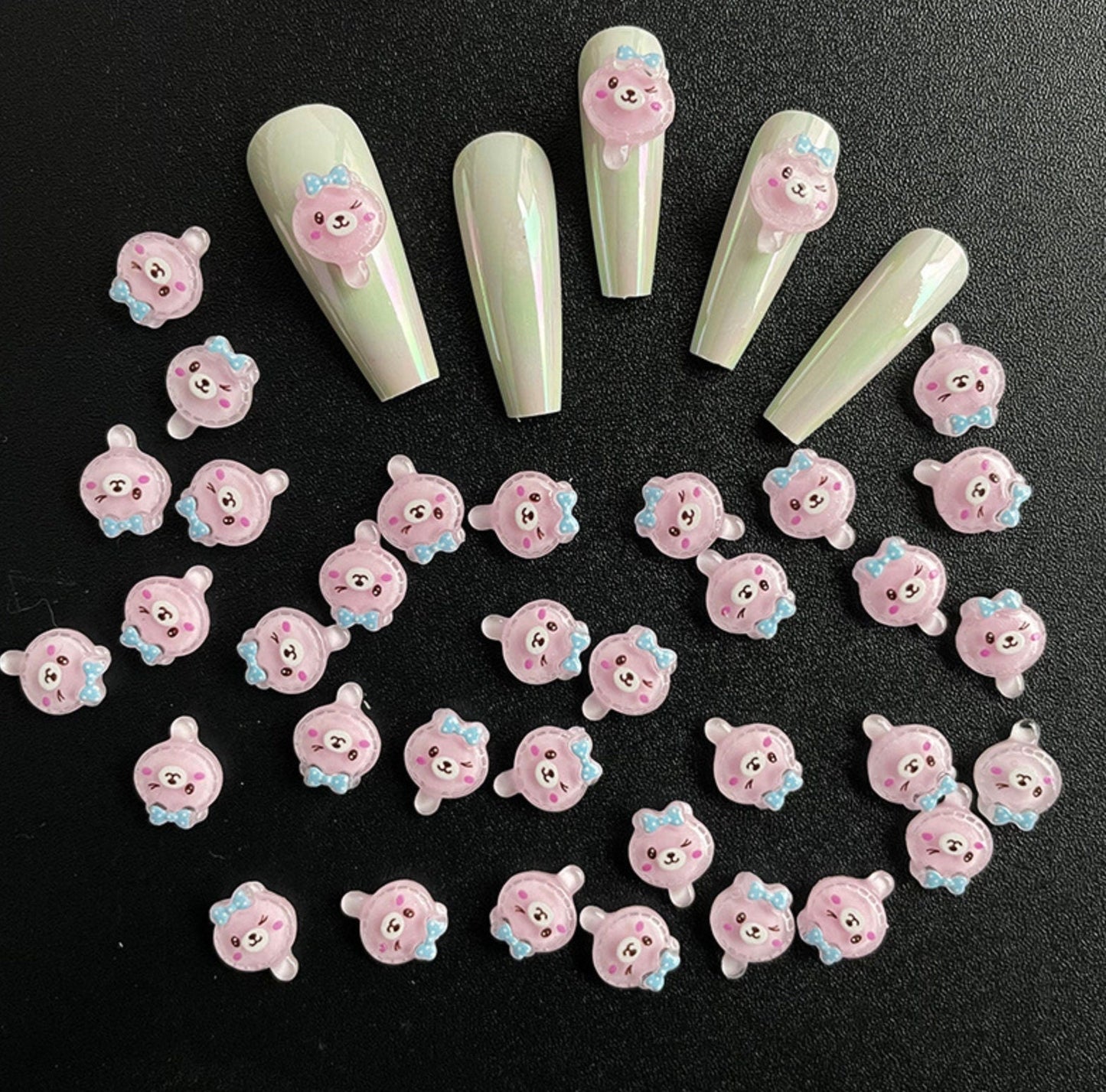 Cute Bear Lollipop Themed Nail Art Charms, Mini Cabochon