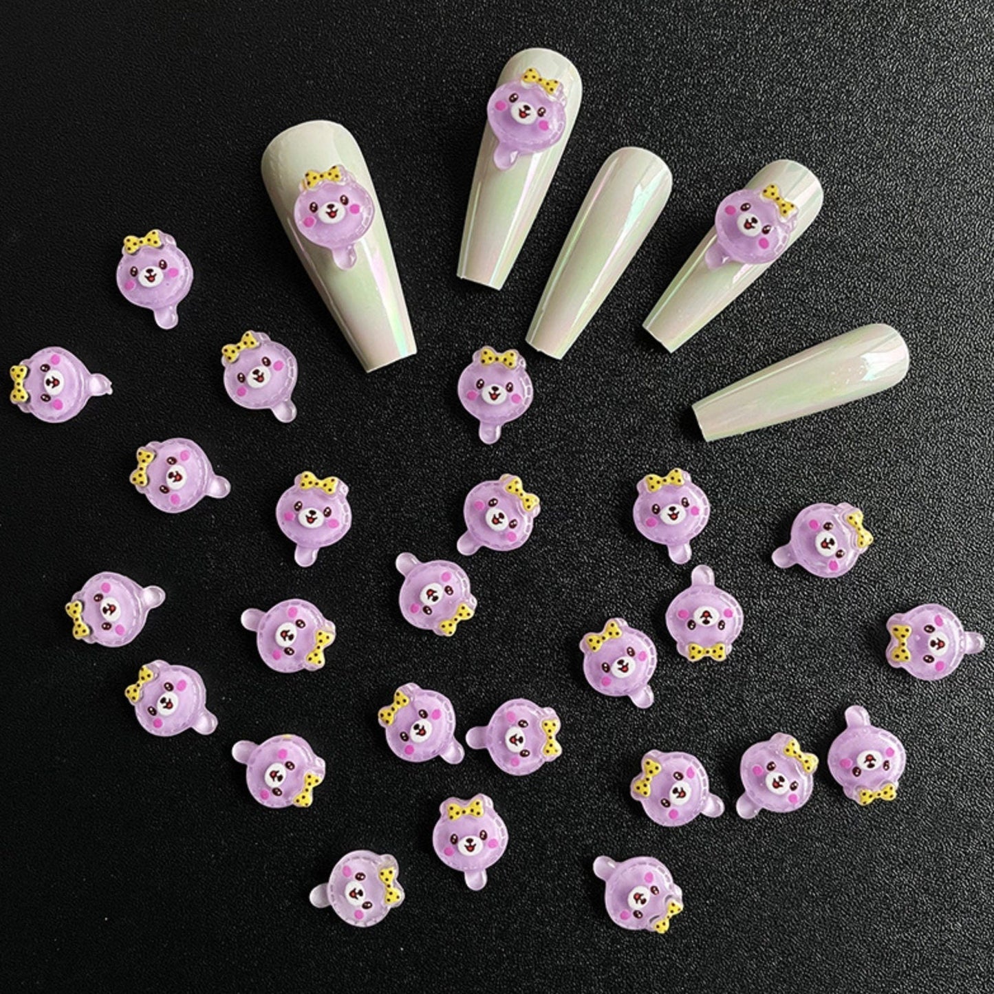 Cute Bear Lollipop Themed Nail Art Charms, Mini Cabochon