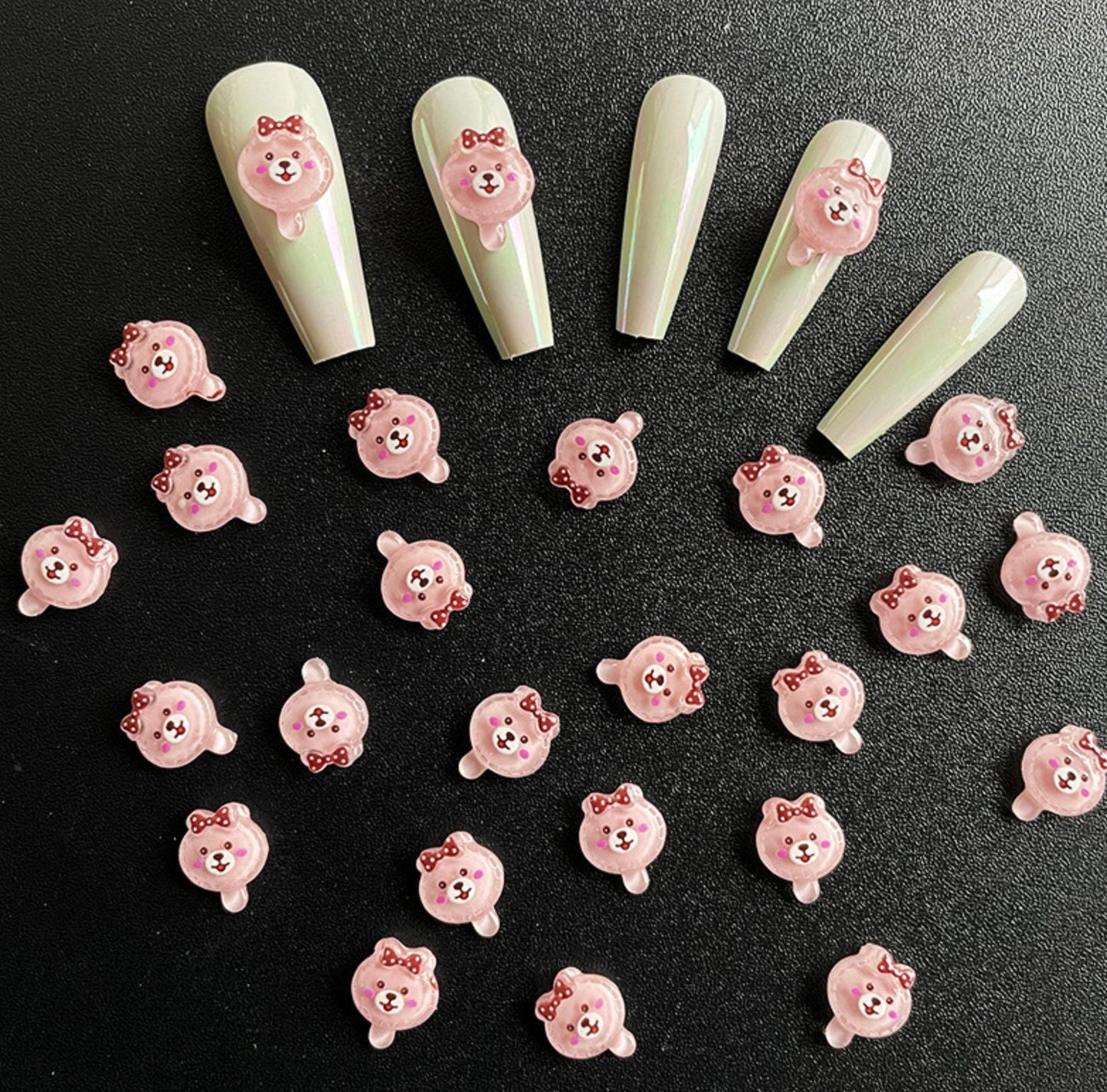 Cute Bear Lollipop Themed Nail Art Charms, Mini Cabochon