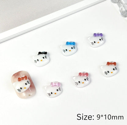 Cute Bow Kitty and Friends, 3D Nail Art Charms, Mini Cabochon